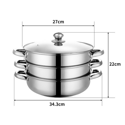 Toque Stainless Steel Steamer Meat Vegetable Cookware Hot Pot Kitchen 3 Tier - Picture 10 of 11