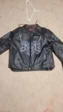 ** First Racing 3XL  Mens Black Jacket Reflective Skulls Leather Motorcycle
