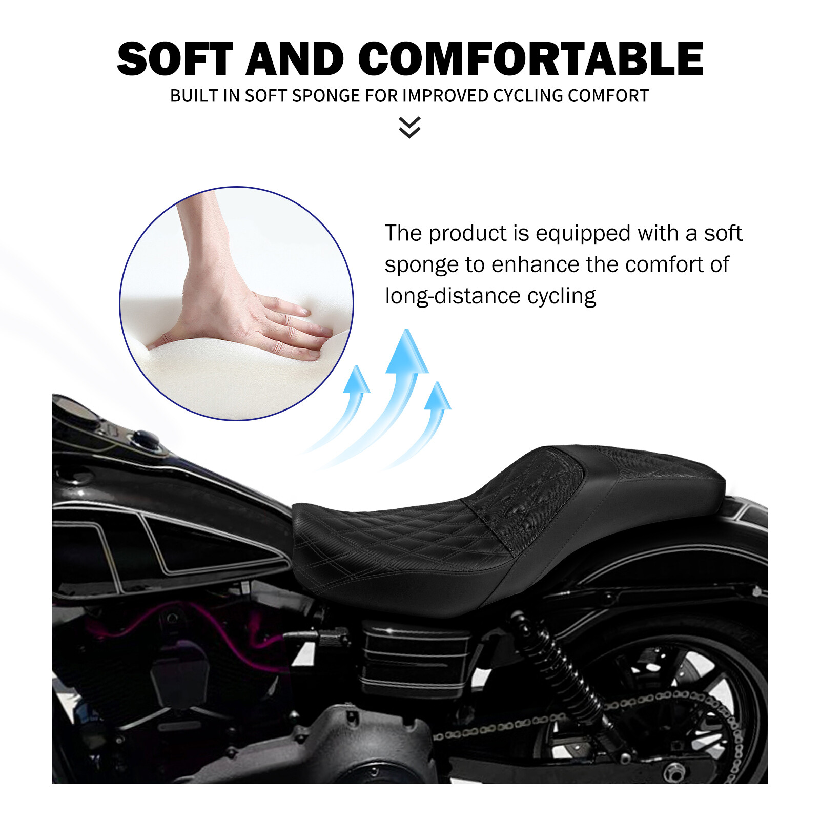 Black Driver Passenger Gel Seat For Harley 06-2017 Dyna Low Rider Street Fat Bob