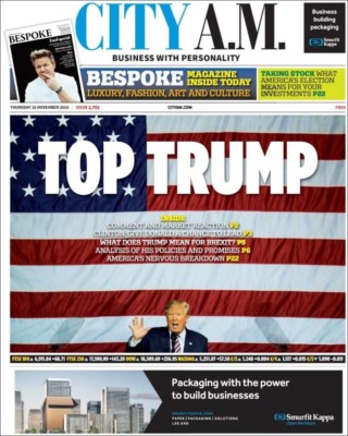 SELTENE City AM London Zeitung - Donald Trump gewinnt US-Wahl - 10. NOVEMBER 2016
