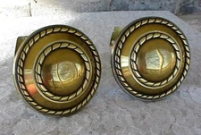 Vintage Curtain Tie Backs Hold Backs Brackets (2) Brass Gold Tone Adjustable 