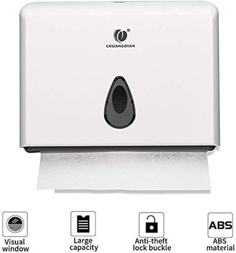 Paper Hand Towel Dispenser for C-Fold And Z Fold Paper Tissue Wall Mounted White - 第 1/7 張圖片
