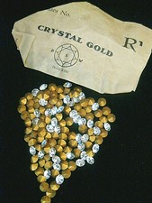 "VINTAGE CRYSTALS NO. 30 CRYSTAL GOLD STONES ." GREAT FOR CRAFTERS-1 FULL OZ.