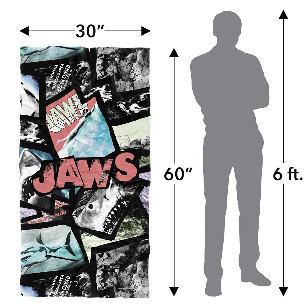 Jaws, 30"x60" Jaws Collage Beach Towel
