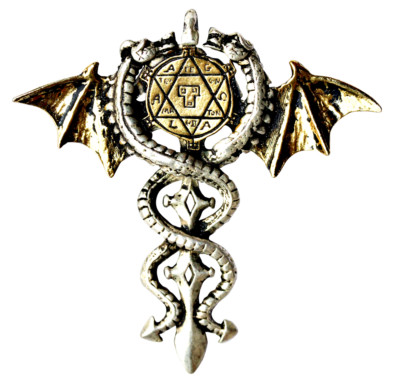Verbotener Heiliger Drache Amulett Halskette Stern Salomos Gothic Anhänger