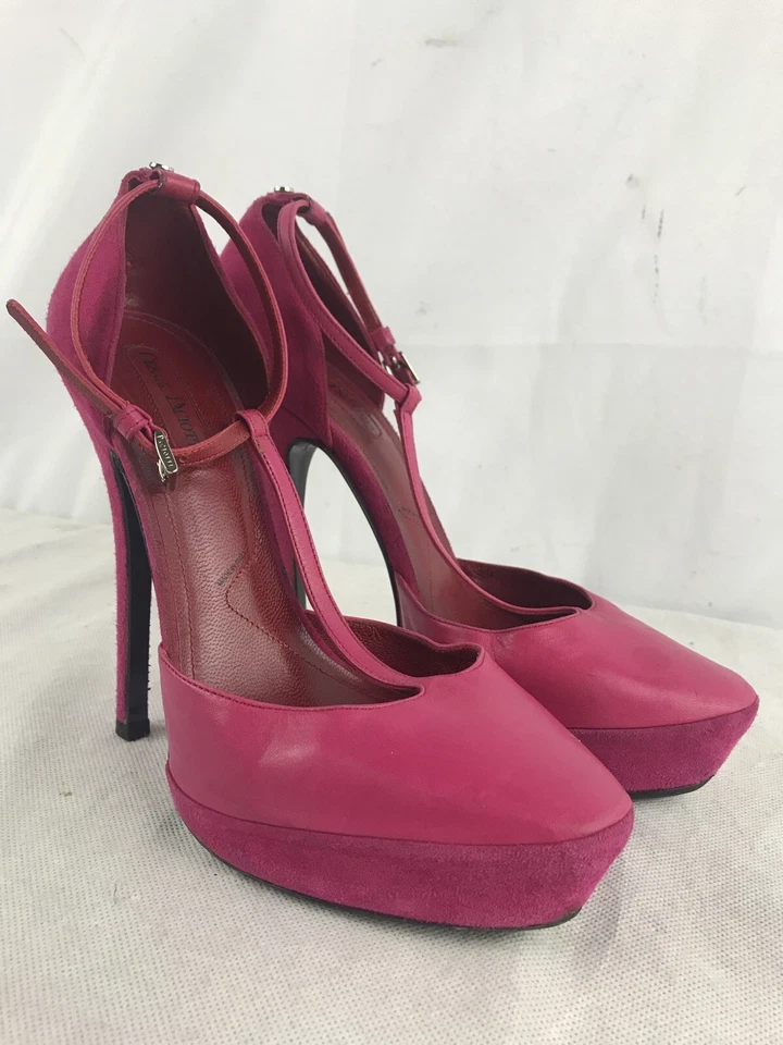 Sapatos salto alto salto alto Cesare Paciotti camurça rosa e couro tamanho 6 UE 36 EUC - Imagem 3 de 4