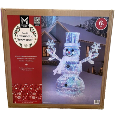 NIB Member's Mark 570 LED Pre-Lit Prismatic Snowman Iridescent