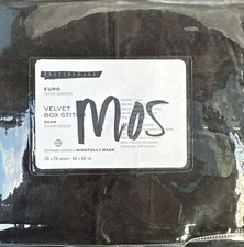 Pottery Barn Velvet Handcrafted Box Stitch Sham Black Euro