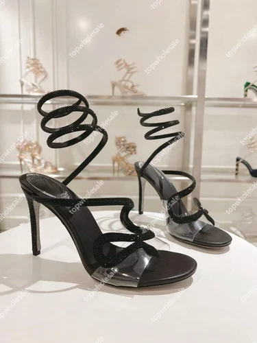 Rene Caovilla Women's Crystal Rhinestone Serpentine Ribbon Heels shoes - Picture 8 of 28