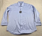Ike Behar Shirt Mens 17 34/35 Blue Classic Fit French Cuff Long Sleeve Dress