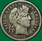 1916-S Barber Dime Very Fine VF Coin #34604