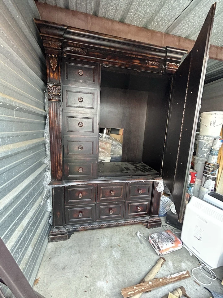Beautiful Century Distressed Beautiful Black Armoire - Image 3 of 4