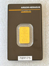 Argor Heraeus Mint 5 gram gold bar in New Assay card of 999.9 fine gold 5g bar 4356.35 per troy oz