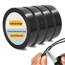 Black Electrical Tape, 0.6 in x 65.62ft, Waterproof Electric Tape Black, High...