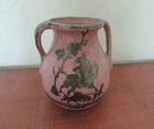 Weller Pottery Chase Line Handled Vase - Sterling Silver Decoration On Each Side