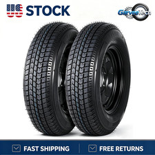 2 Pack St20575d15 Trailer Tires And Wheels W15 Rims 5 Lug On 4.5 Lrc Black
