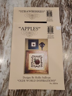 Lot Of 2 Hollis Designs Cross Stitch Leaflets - Apples, Strawberries