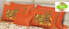 Handmade Double Duvet Cover Floral Bohemian Orange Cotton Bedding Set Cover