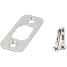 Round Corner Deadbolt Strike Plate, 1" x 2-1/4", 1-5/8" Center-to-Center, Satin