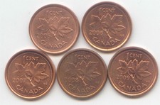 Canada [ 2005 non-mag ] + [ 2006 2007 2008 2009 mag ] Pennies Canadian 1 Cent 1c