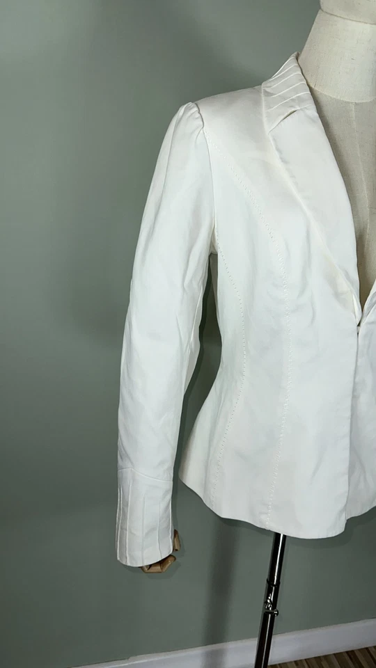 Blazer Thierry Mugler Couture para mujer vintage blanco algodón talla 42 Foto 3 de 4