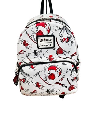 Loungefly Dr. Seuss 2022 The Cat in the Hat Falling Icons Mini Backpack White New Cat in the Hat Loungefly Mini Backpack and Matching  main image 4