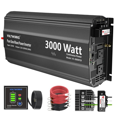 #ad Pure Sine Wave 3000Watt Car Power Inverter Converter DC 12V to 120V AC VOLTWORKS $118.99