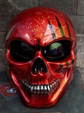 FREE SHIPPING ORANGE CANDY TONE SKULL  HELMET FOR BIKER DOT APPROVED
