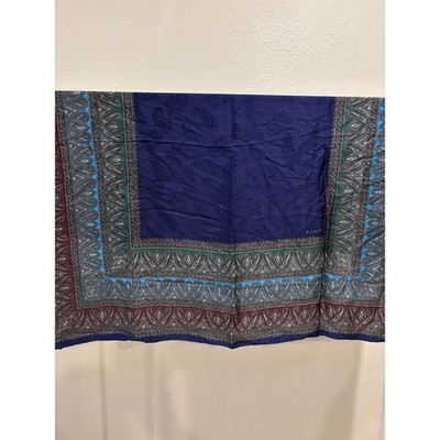 Vintage ECHO Silk Scarf Hand Rolled Edges Blue 