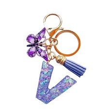 Cute Initial Letter Keychains for Women Girls Tassel Butterfly Multi-Color Ke...