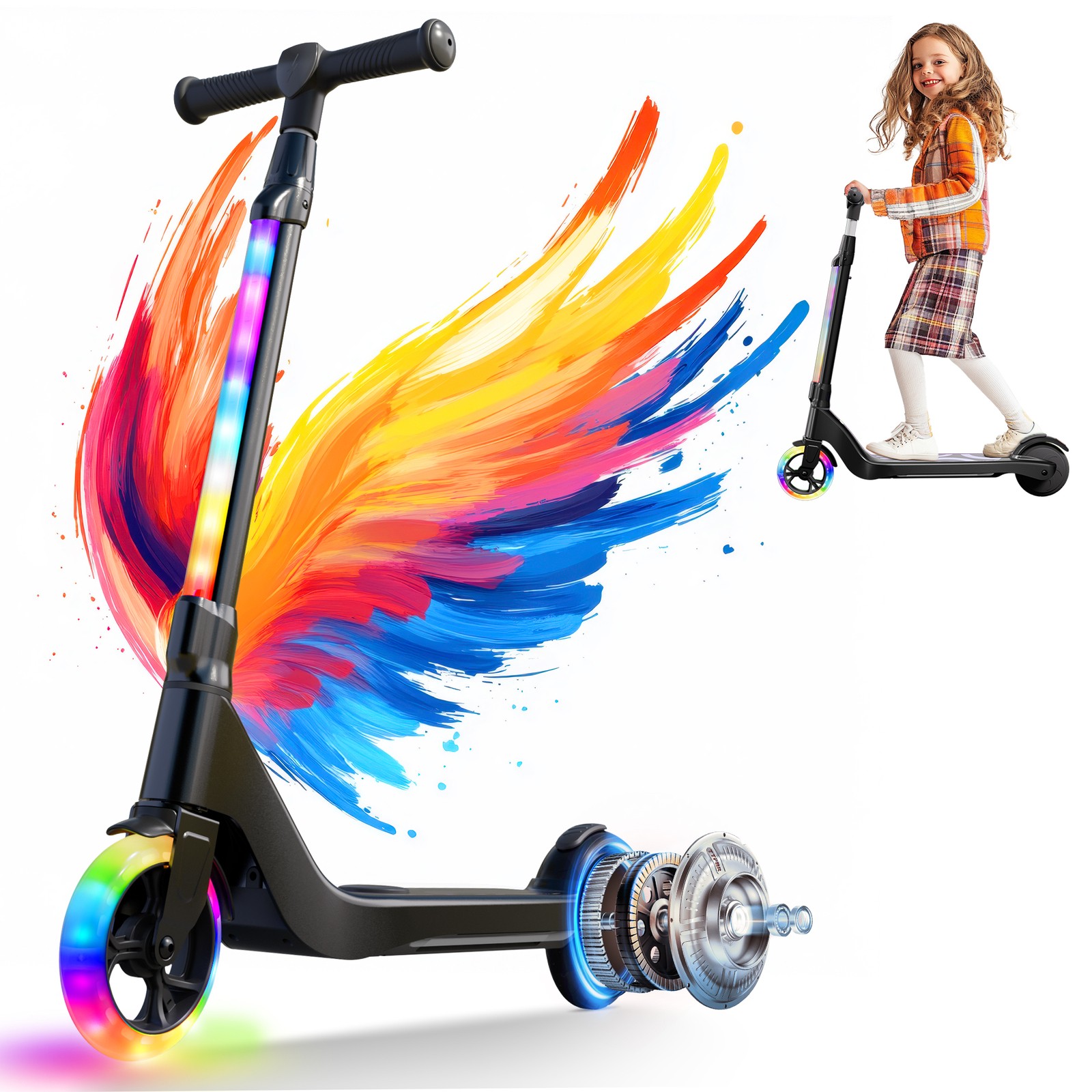 Electric Scooter for Kids 80W Motor, 6 MPH Kid Kick Scooter 