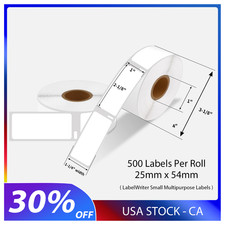 1-50PK 500 Labels Per Roll 1" x 2-1/8" for DYMO 30336 LabelWriter 4XL 25mmx54mm