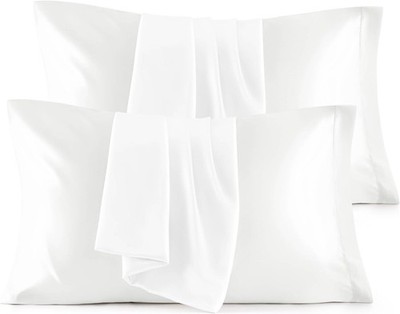 King Size Satin Pillowcase Set of 4 - Pure White Pillow Covers for Hair and Skin