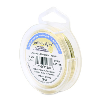 , 24 Gauge Silver Plated Tarnish Resistant Colored Copper Craft Wire, Champagne,