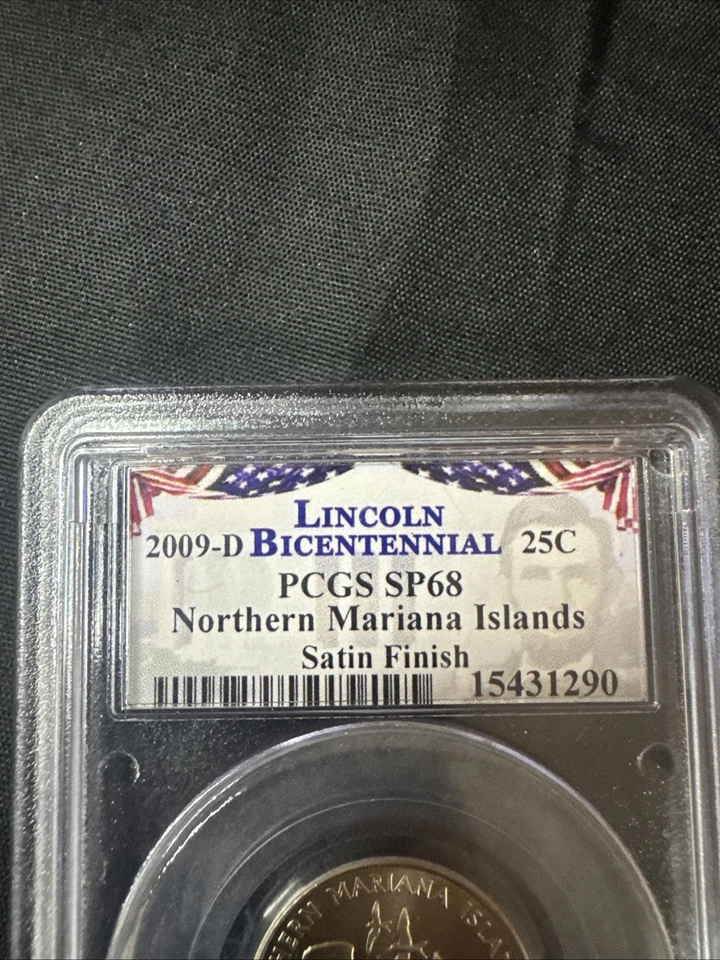 X Rare 25 Cents 2009 D Northern Mariana PCGS Certified SP68 Quarter Satin Finish - Image 3 of 3