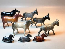 9 American Metal Dimestore Donkey's, Horses, Colts (1 is Johillco)