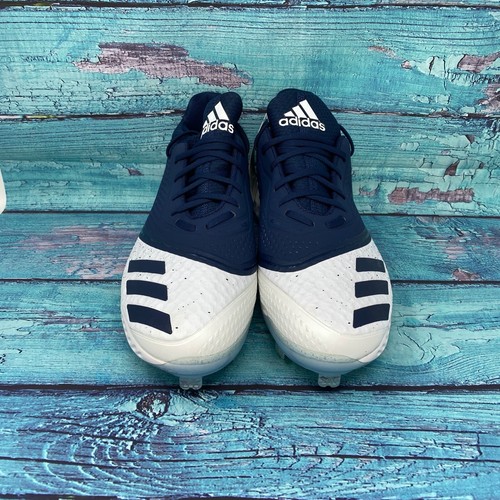 adidas Chaussures de Baseball Femme Icon V Bounce TPU Crampons, Bleu Blanc US Taille 12 NEUF - Photo 2/9