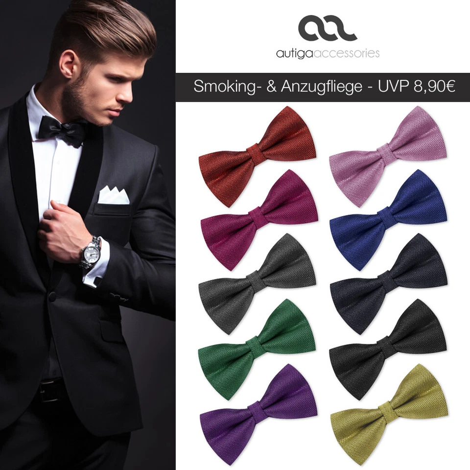 AUTIGA Fliege Herren Hochzeit Konfirmation Anzug Smoking Schleife Schlips Glitzer