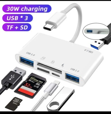 6 in 1 Typ C Adapter SD/TF Kartenleser USB 3.0 OTG für MacBook Huawei Samsung 