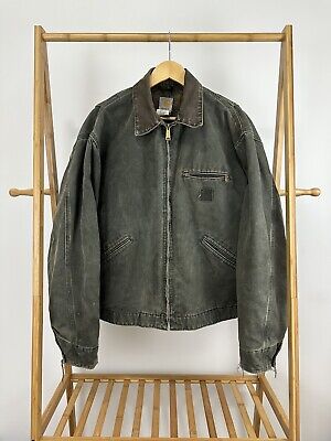 VTG Carhartt Detroit Work WIP Moss Blanket Lined Canvas Jacket Size XL J97  MOS | eBay