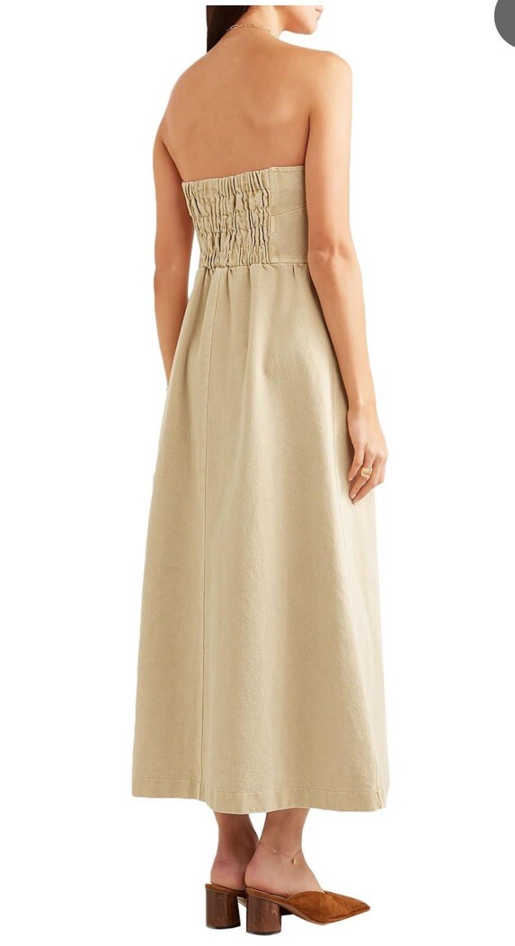 NANUSHKA Kaia Denim Button-Front Maxi Dress w/ Removable Straps