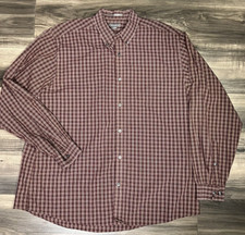 Eddie Bauer Shirt Mens Extra Large Long Sleeve Button Down Checkered Red