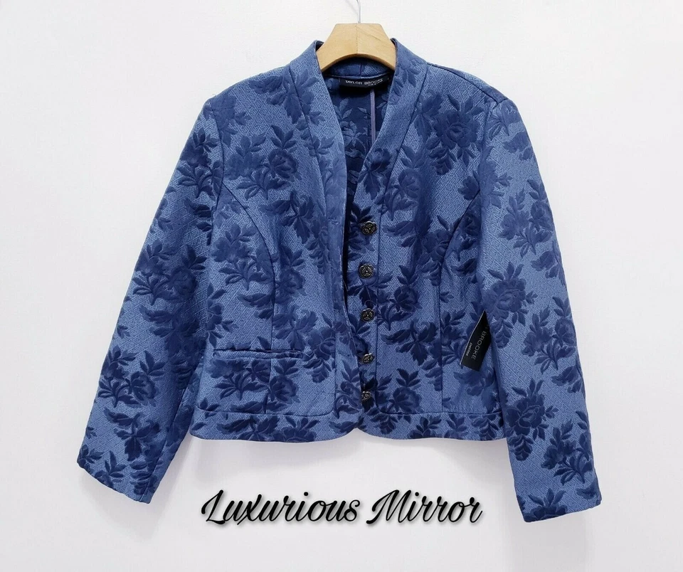 Blazer Taylor Brooke Mujer Floral Bordado Botón Frontal Algodón Chaqueta Talla 10P Foto 2 de 4