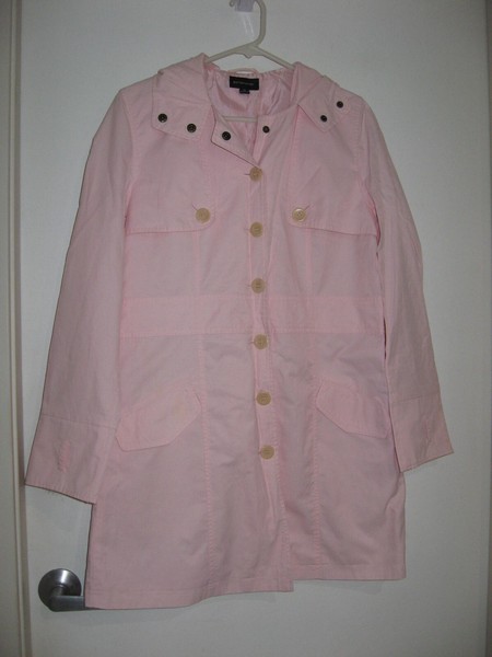GORDON SMITH PINK HOODED TRENCH COAT WITH POCKETS SIZE 12