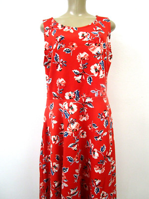 Agnes & Dora Dress Red Multi Floral Sleeveless Fit Flare Midi 2X NWT