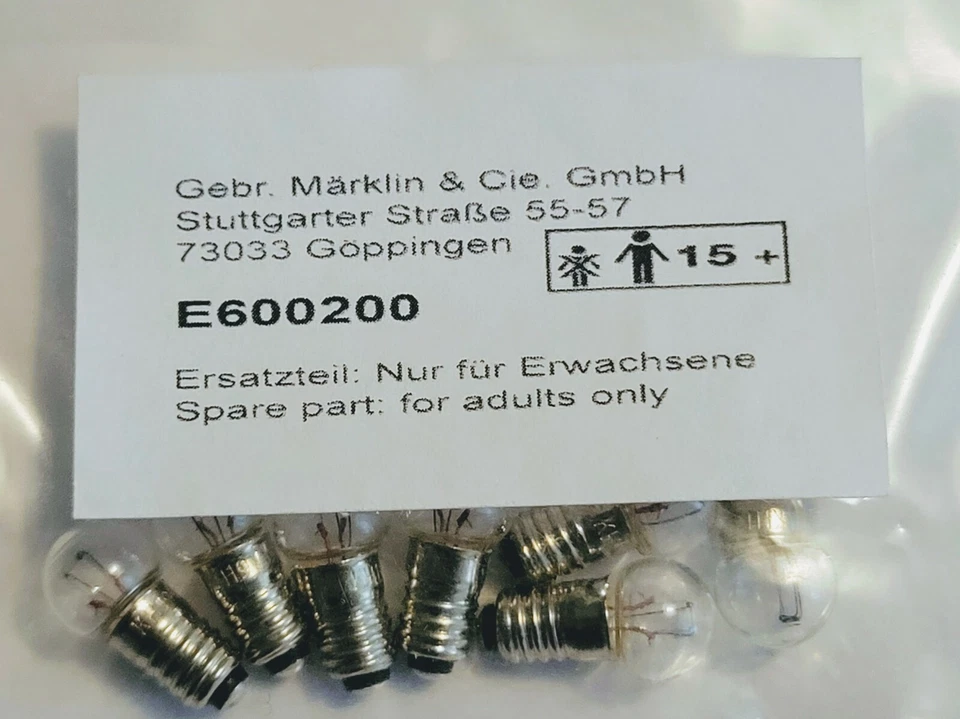 Marklin E600200 Light Bulb Pair, Large Globe for Many Older Locomotives & Lamps - Image 3 of 4