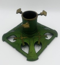 Vintage Small Metal Christmas Tree Stand, Christmas Bows, Green Gold Home Decor