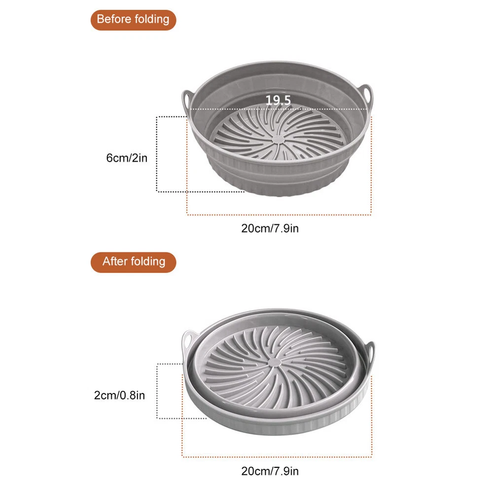 Air Fryer Silicone Pot Basket Liner Pot Non-Stick Safe Oven Baking Tray Foldable Air Fryer Silicone Pot Basket Liner Pot Non-Stick Safe Oven Baking Tray Foldable