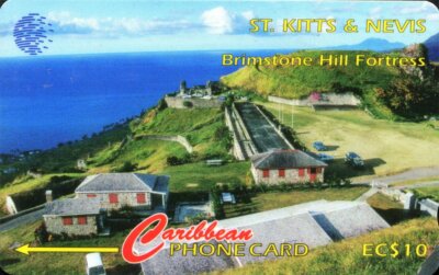 SEHR SELTENE KARIBIK - ST KITTS & NEVIS TELEFONKARTE Brimstone Hill Fort 55CSKA