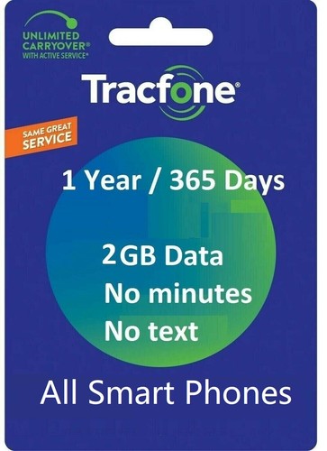 TracFone 1 Year / 365-Day Service Plan + 3GB Data - Digital Refill, Works On All TracFones